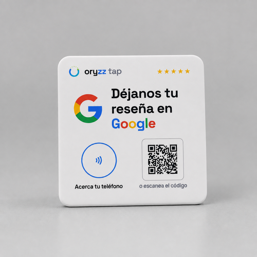 Placa NFC Oryzz Tap para reseñas de Google en color blanco