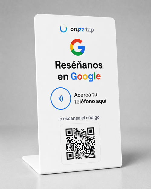Stand NFC Oryzz Tap para reseñas de Google en color blanco